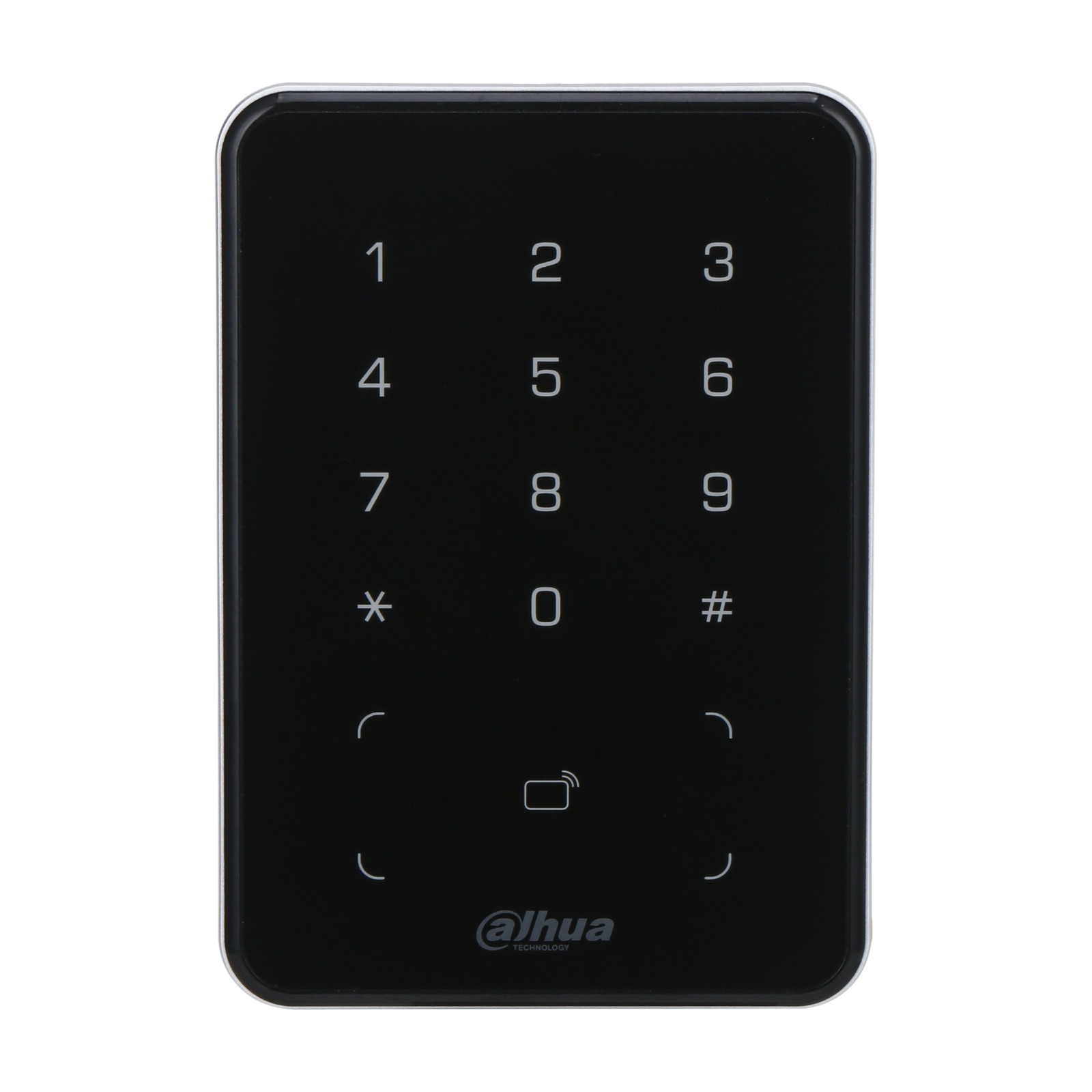 Lettore per controllo accessi Dahua ASR2101A-D, vista frontale con tastiera touch