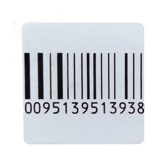 Etichetta RF Dahua ISC-ETR1-3030 bianca con barcode, formato 3×3 cm