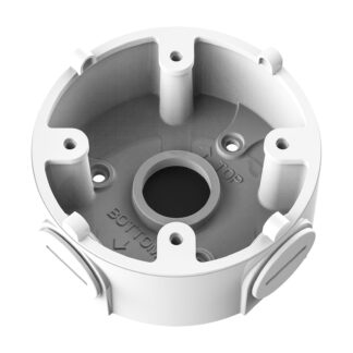 Box di giunzione Dahua PFA13A-E in alluminio bianco, vista da tre quarti