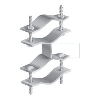 ZN1142AZ - Cavallotto a 8 distanziato con piastra da 50x30x5 mm per pali Ø 30-60 viti 8x60, zincatura a fuoco - Fava