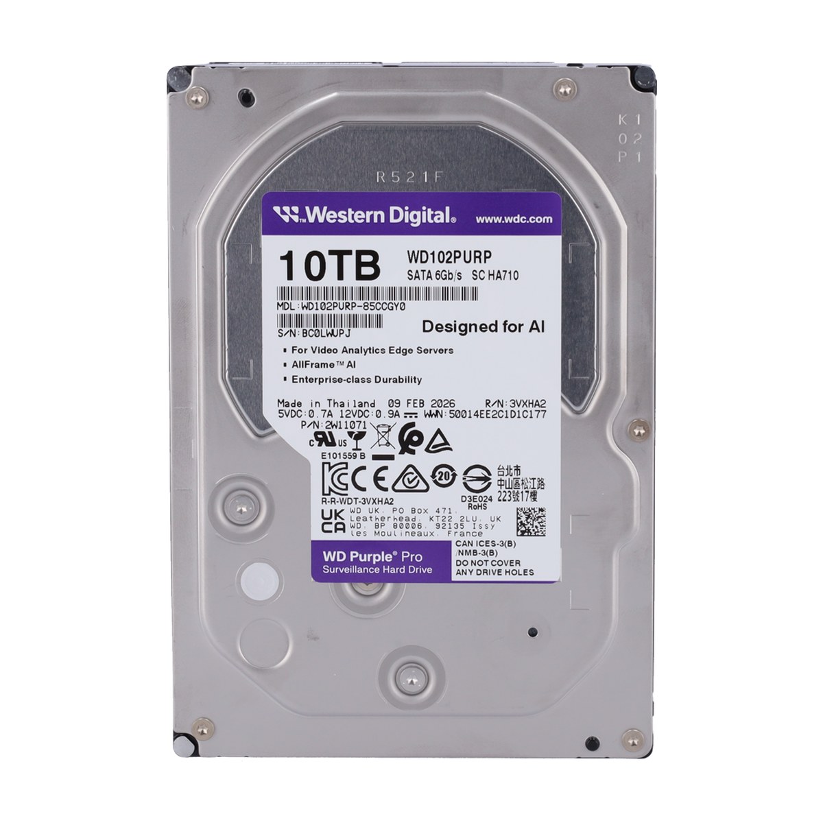 Hard disk WD Purple Pro 10 TB WD102PURP per videosorveglianza