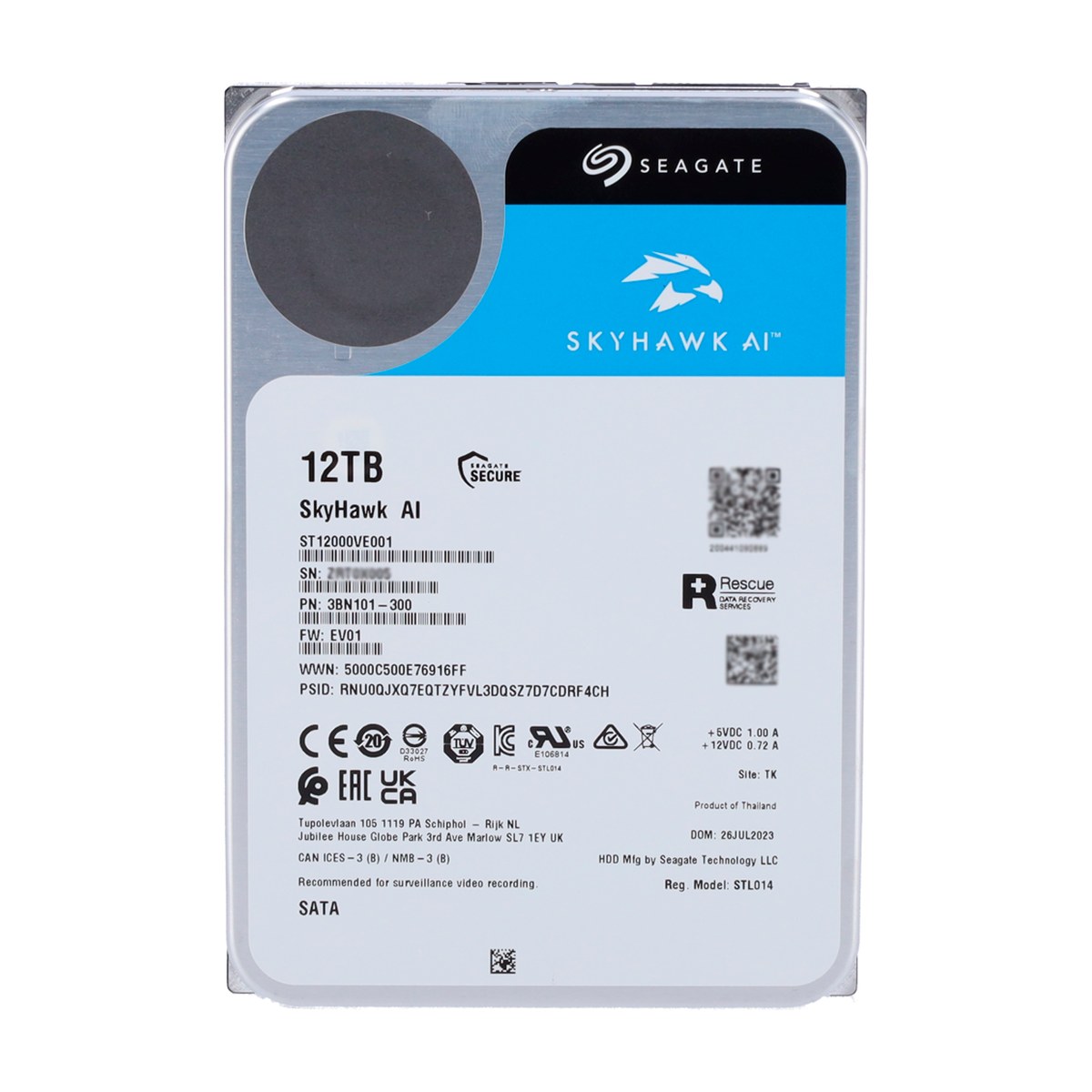 Hard disk Seagate SkyHawk AI 12 TB ST12000VE003 per videosorveglianza