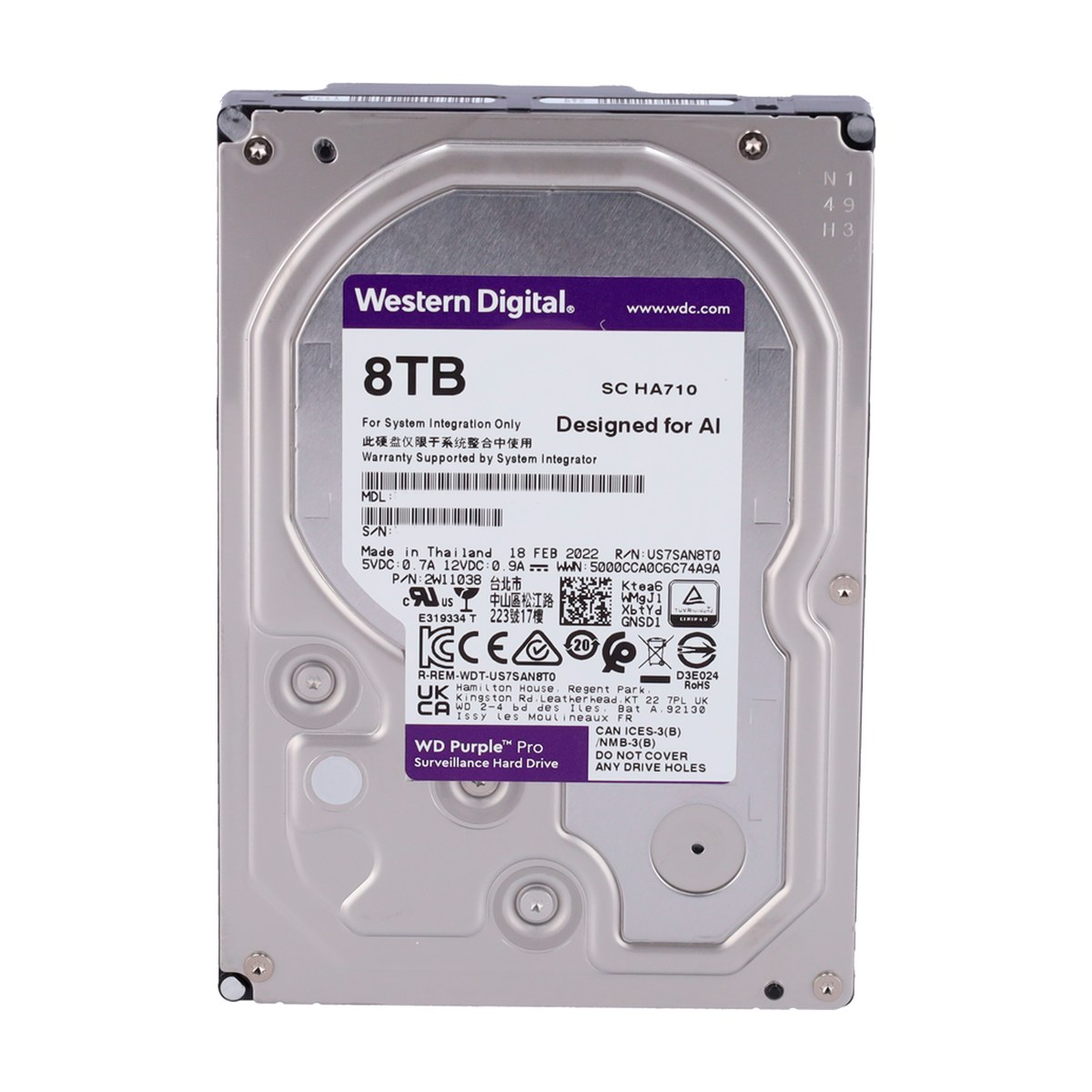 Hard disk WD Purple Pro 8 TB WD8002PURP per videosorveglianza